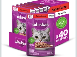 [RECORRÊNCIA] Ração Úmida Whiskas Carne Gatos Adultos 40x85g
