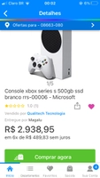 Console xbox series s 500gb ssd branco rrs-00006 - Microsoft - R$2939