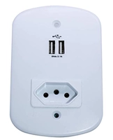 Placa 4x2 Com 2 USB 1 Tomada 10A Com Proteção, PW, Prote Raio Eletro Geral, Branco
