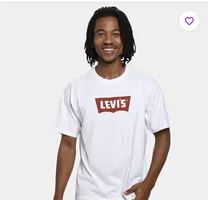 Camiseta Levis Vintage BW Graphic Masculinina Branco Vermelho