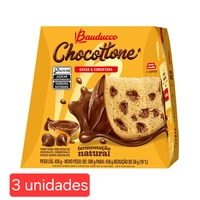 [CASHBACK PELANDO R$ 76] 3 unidades Chocottone Bauducco com Gotas e Cobertura de Chocolate 450g