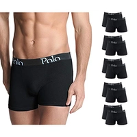 Kit Com 10 Cuecas Boxer De Cotton Premium Pretas Elástico Bordado - Polo Match M