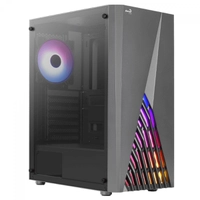 Gabinete Gamer Aerocool Delta, RGB, Mid Tower, Vidro Temperado, Black, Sem Fonte, Com 1 Fan