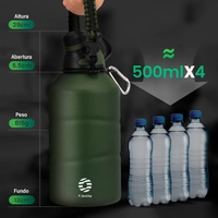 Garrafa Térmica 1900ml com Alça Verde-Escuro