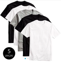 Kit 5 Camisetas Básicas Masculinas Algodão