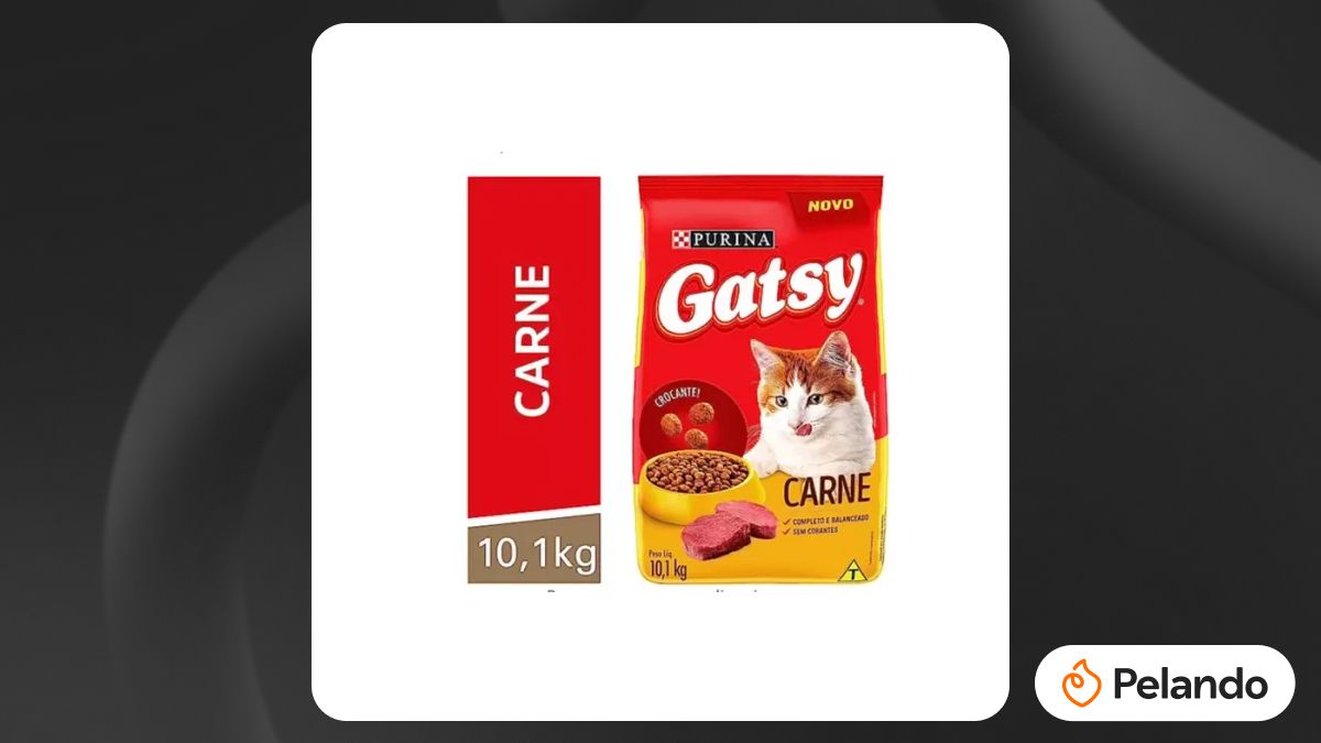 Por R$ 120: [R$109 REC] Ração Gatos Adultos GATSY Carne 10,1kg | Pelando