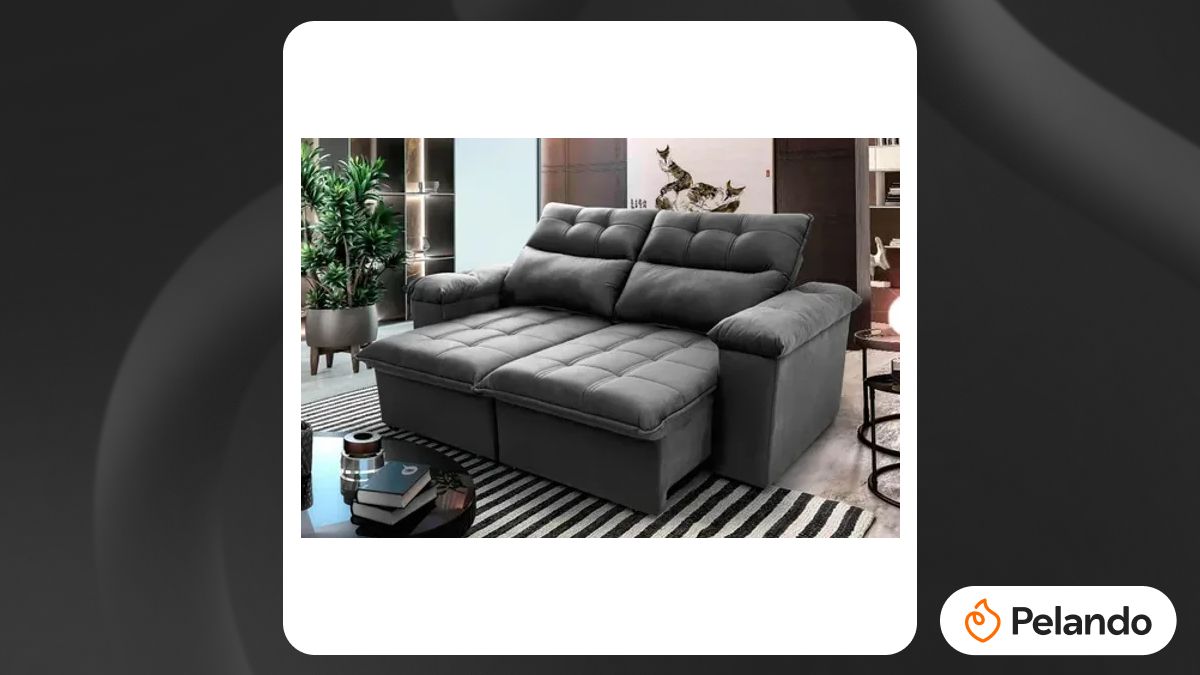 Por R$ 983: Sofá Retrátil Reclinável King House Verona 2,00m Velut ...