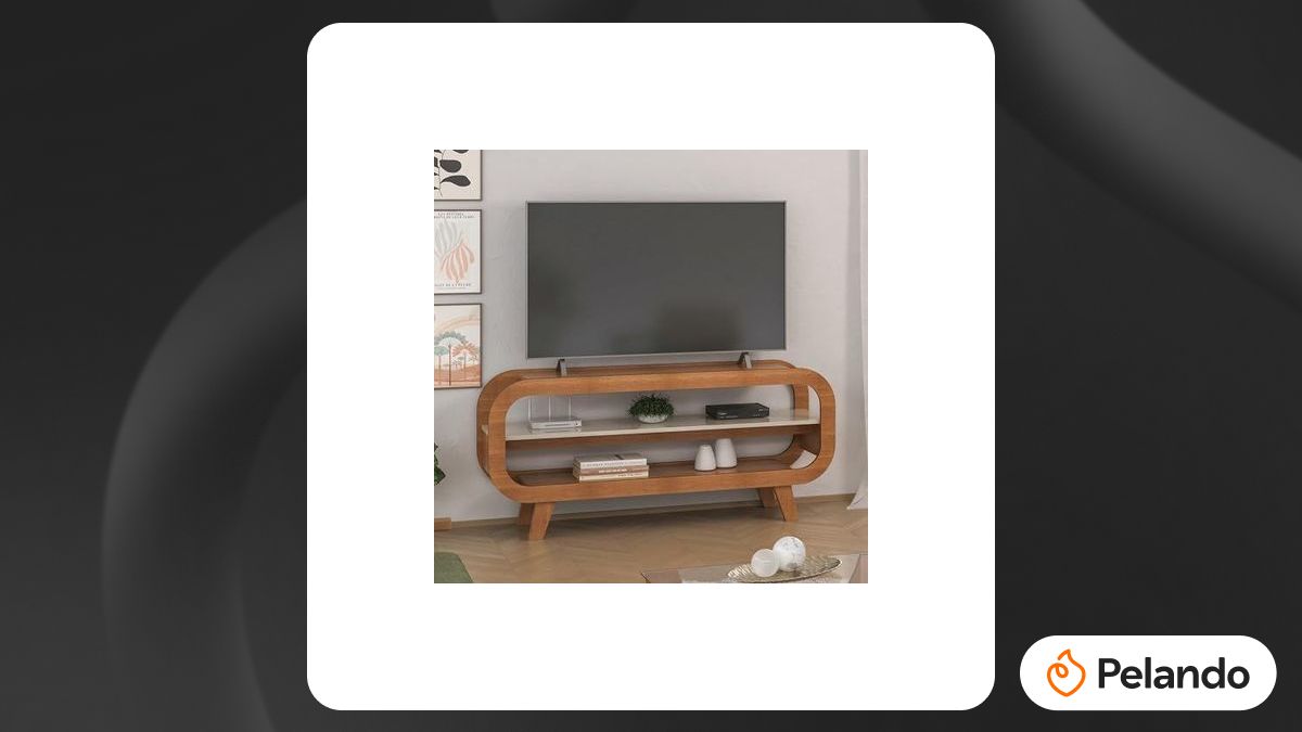 Por R$ 244: Rack Theo 1,33m p/ TV até 60 Cinamomo/Off White | Pelando