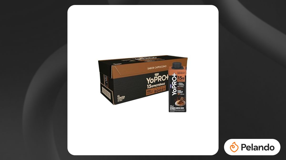 Por R$ 124: [REC] Caixa 24 unidades YoPRO Energy Capuccino 15g Proteína ...