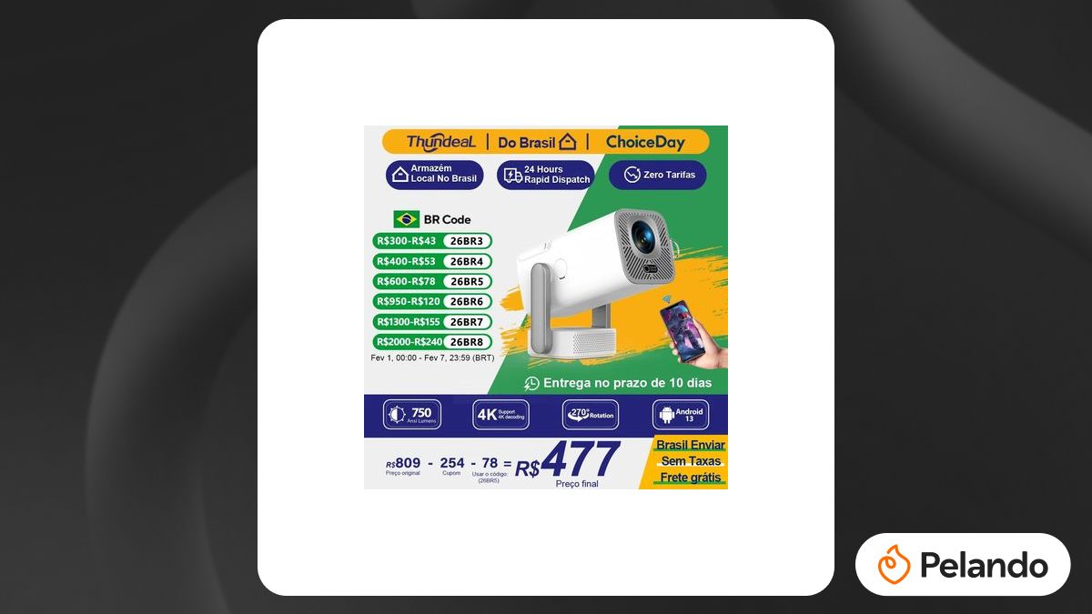Por R$ 457: Thundeal TD80 Pro Projetor Wi-Fi Full HD 1080p | Pelando