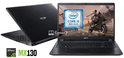 Notebook Acer A515-52G-58LZ 8ª Intel Core i5 8GB (Geforce MX130 com 2GB) 1TB Tela LED 15,6" Windows 10 - Preto