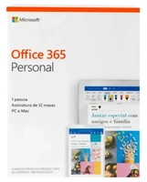 Pacote Office 365 Personal 1 Ano Digital +1TB Armazenamento na Nuvem