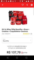 Kit 2x Whey 900g Baunilha + Bcaa + Creatina + Coqueteleira+ Dextrozz - R$138 (ou R$96 com Ame)