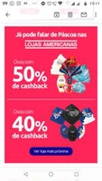 Lojas Físicas Americanas: Ovos com 40% e 50% de Cashback no AME e 100% de cashback em fraldas Huggies