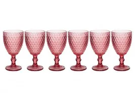 Jogo de Taças de vidro vermelho 6 peças 300ml - Casambiente Bico de Jaca