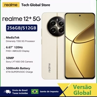 Versão global Smartphone realme 12+ 5G 120Hz Ultra Smooth OLED Display 67W SUPERVOOC Charge MTK Dimensity 7050 5