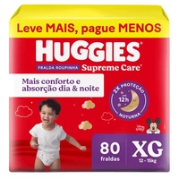 2 unid. Fralda Huggies Supreme Care Roupinha XG 80 Unidades cada