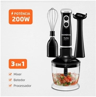 Mixer 3 em 1 com Batedor e Triturador Turbo Mondial 400W Preto - M-14