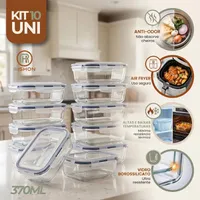 Kit 10 Potes Vidro Hermético 370ml Rishon