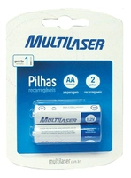 Pilhas Recarregáveis AA Multilaser 2500Mah Com 2 Unidades 