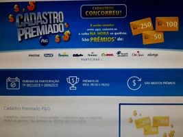Cadastro premiado P&G: até R$250 em prêmios!