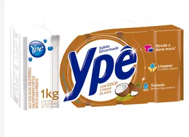 Sabão em Barra com Coco e Toque de Aveia YPÊ 1kg com 5 Unidades de 200g | R$7,58 Cada