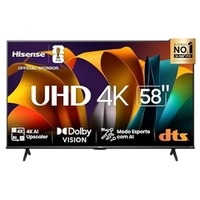 Hisense Smart TV 4K 58 Polegadas, HDR10+ Dolby Vision, Game Mode, Controle por Voz Alexa Built-In AirPlay, 4K AI Upscaler