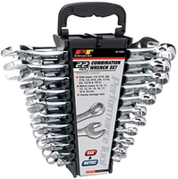 Conjunto de chaves métricas e SAE W1099, 22 peças, aço vanádio cromado polido premium