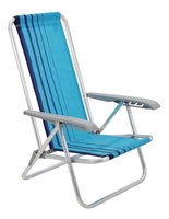Cadeira de Praia Reclinável Tramontina Bali Baixa em Alumínio com Assento Azul