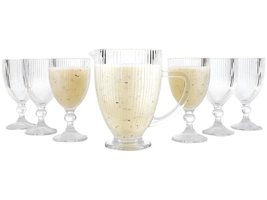 Jarra 1L com 6 Copos de Vidro 350ml Canelados