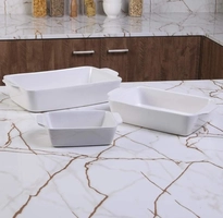 Jogo de Assadeiras Retangulares 3 Peças Branco