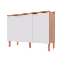 Balcão Triplo Bartira Topázio UP com 3 Portas e 1 Prateleira - 120,1cm de largura - Damasco/Branco Fosco