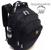 Mochila Impermeável Notebook Laptop Super Reforçada Alça Cabo de Aço + USB - Abafarto - Preto