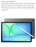 Tablet Samsung Galaxy Tab S10 F Cinza, 128GB, 8GB RAM, Tela 10.9.