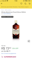 [2 unidades] Whisky Ballantines Finest 8 Anos 1000ml | R$105