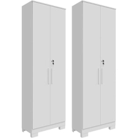 Kit 2 Armário Multiúso 100% MDF 2 Portas com Chave Lavanderia Cozinha Escritório
