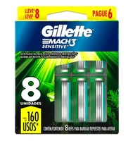 Carga Gillette Mach3 Sensitive 8 Unidades