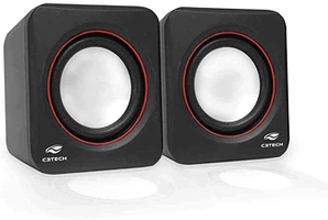 Speaker C3Tech SP-301 Preto - Sistema de audio 2.0 P2 Com Blindagem Eletromagnética alimentacao via porta USB