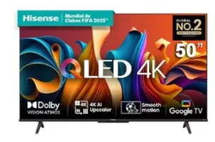 Smart TV 50” Hisense Ultra HD 4K QLED Q6N, Google TV com HDR10+, Dolby Atmos, Modo Esporte, Modo Jogo e Compatível com Alexa - 50A51HSV