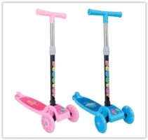 Patinete infantil 3 rodas com luzes led dobrável e ajustável menino menina
