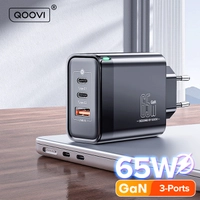 [APP/R$62,91 Moedas] Qoovi 65w GAN Carregador USB Tipo C Carregamento Rápido Adaptador 4.0 USB-C 