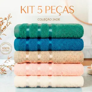 Kit 5 Toalhas Rosto Jade Algodão 45x60