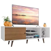Rack Madesa Dubai para TV até 65 Polegadas com Pés - Branco/Rustic/Rustic - Marrom