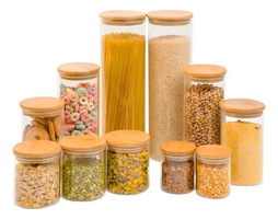 Kit 11 Potes de Vidro com Tampa Bambu Tüd