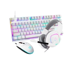 Kit Gamer Motospeed White Storm - Teclado Mecânico CK82 RGB Switch Blue ANSI + Headset G750 RGB 7.1 USB + Mouse V50 4000DPI RGB