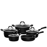 Jogo de Panelas de Alumínio com Revestimento Interno de Antiaderente 5 Peças Tramontina Mônaco Preto