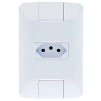 Conjunto Horizontal de Tomada de Energia 1 Módulo 2P + T 10A Antichamas Branco 4X2 - Aria - Tramontina | R$ 3