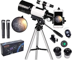 Telescópio astronômico refratário com tripé