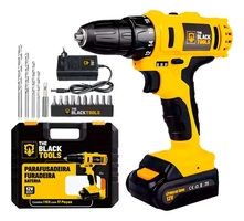 Parafusadeira E Furadeira Sem Fio Bateria 12v Bivolt 3/8  10mm Com Maleta E Acessorios The Black Tools
