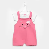 [APP]Macaquinho Infantil Kamylus Moletinho E Blusa Feminino - Pink